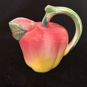Apple shaped mini pitcher or creamer Italian pottery hand painted